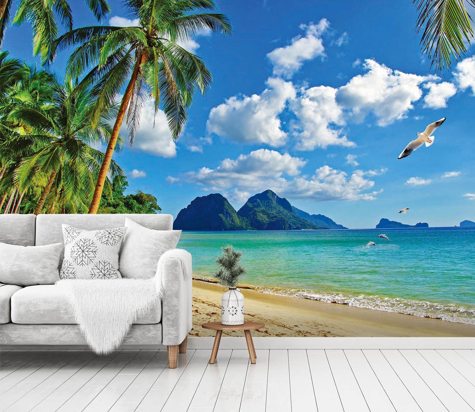 3D Seagull Beach 041 Wall Murals Wallpaper AJ Wallpaper 2 