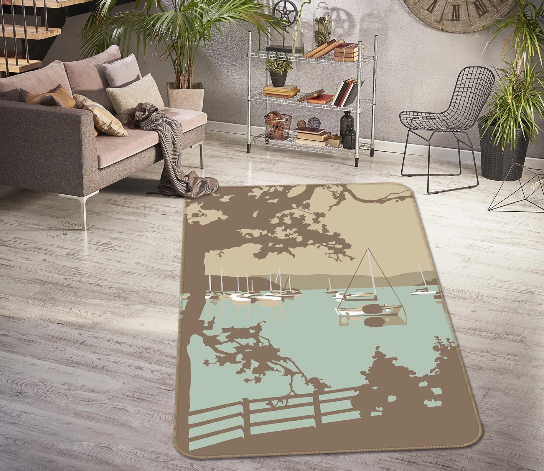 3D Poole Harbour View 84291 Steve Read Rug Non Slip Rug Mat