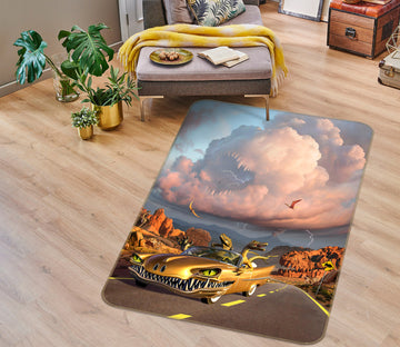 3D Car Dinosaur Clouds 83104 Jerry LoFaro Rug Non Slip Rug Mat