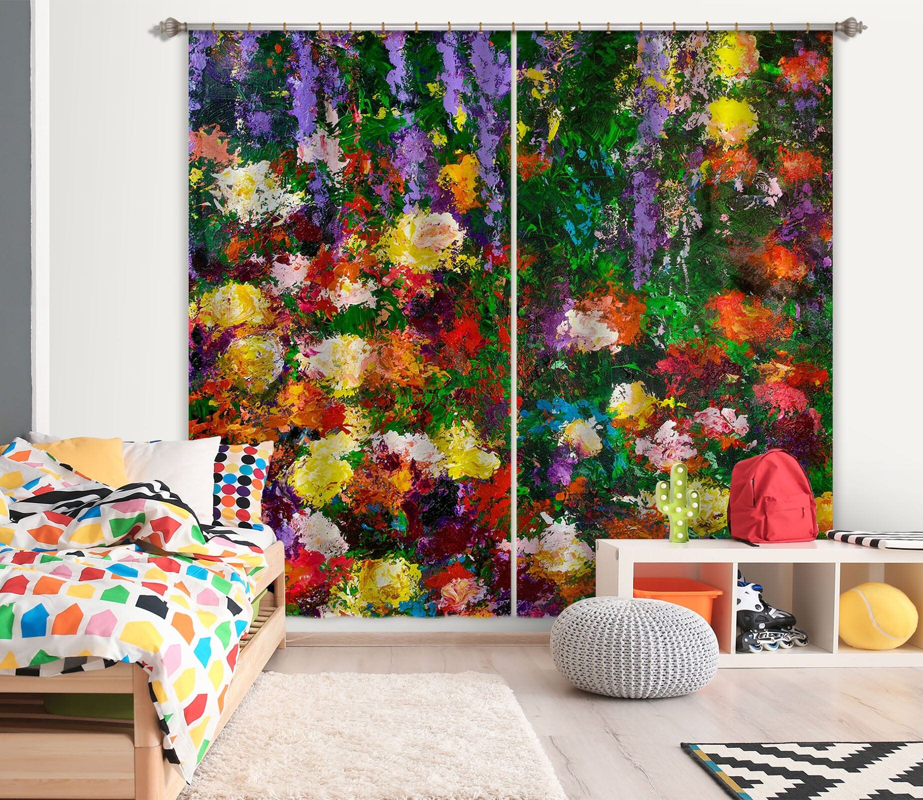 3D Bright Flowers 198 Allan P. Friedlander Curtain Curtains Drapes Curtains AJ Creativity Home 