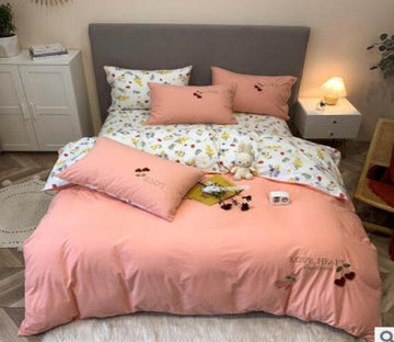 3D Pink Cherry 40202 Bed Pillowcases Quilt