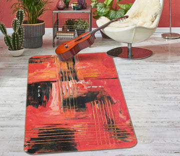 3D Red Black Pattern 28004 Non Slip Rug Mat