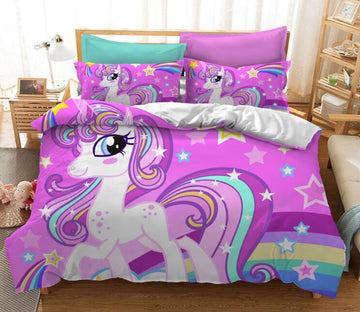 3D Purple Unicorn Star 1182 Bed Pillowcases Quilt