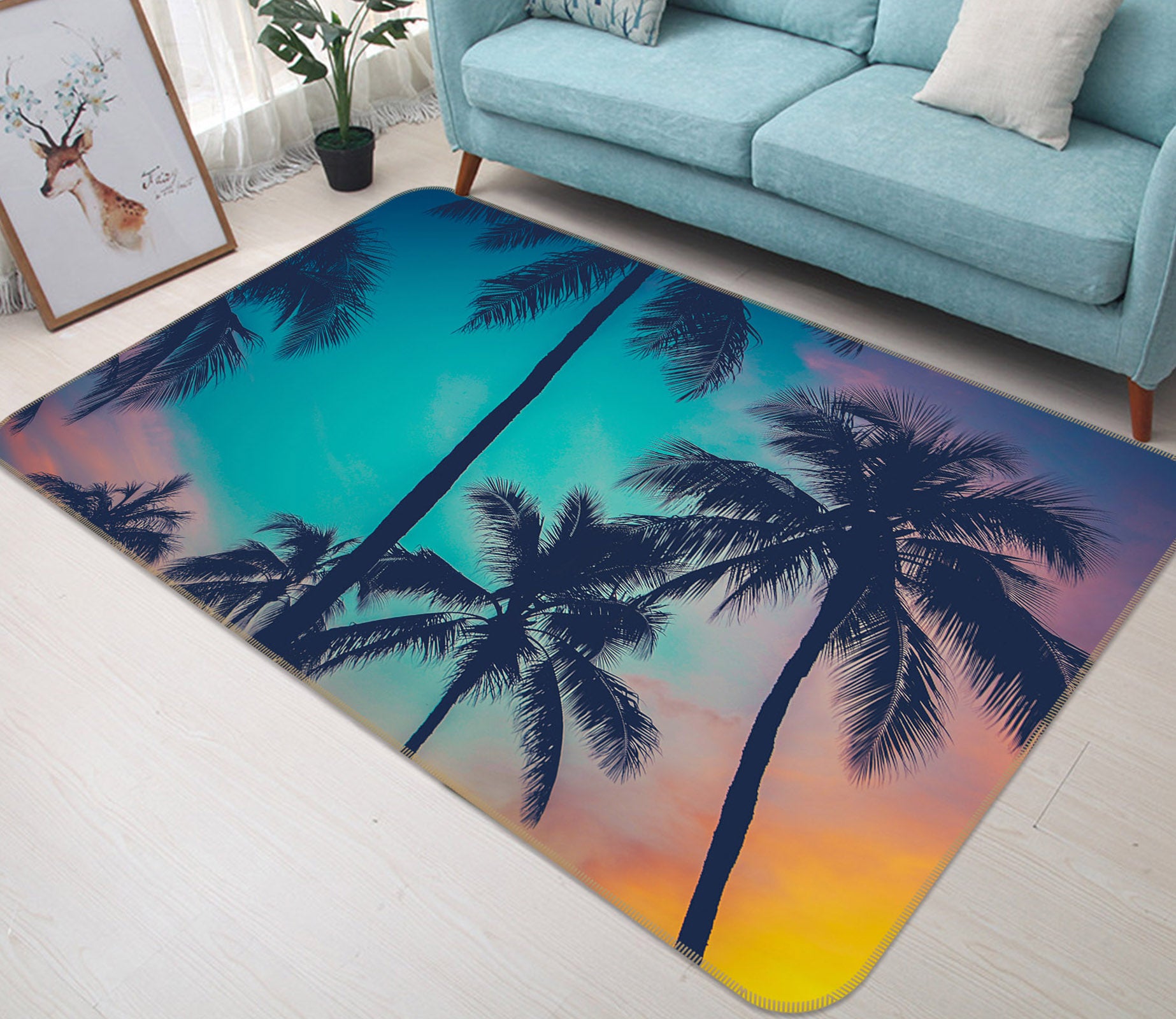 3D Coconut Tree 35025 Non Slip Rug Mat
