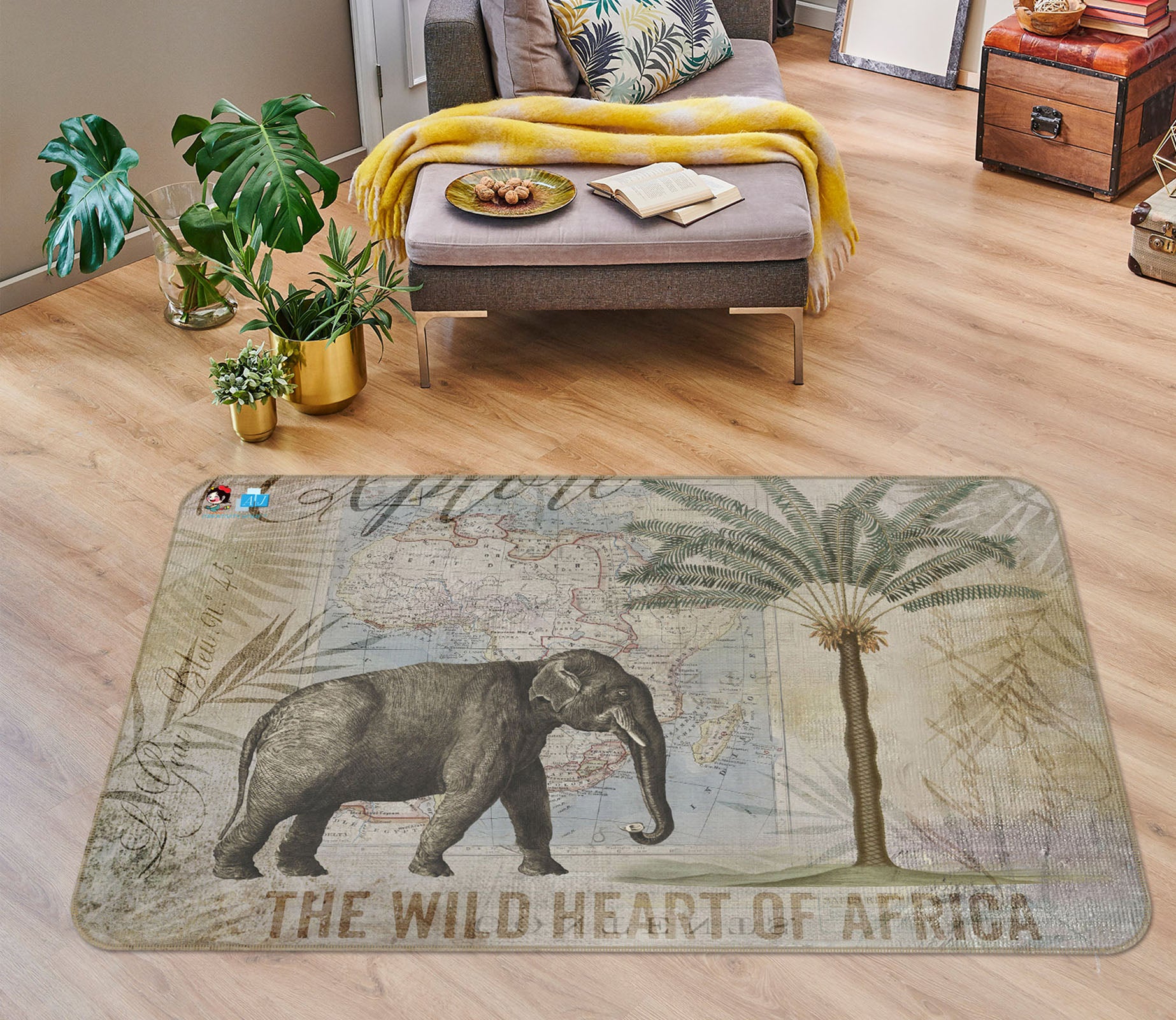3D Elephant Trees 83002 Andrea haase Rug Non Slip Rug Mat