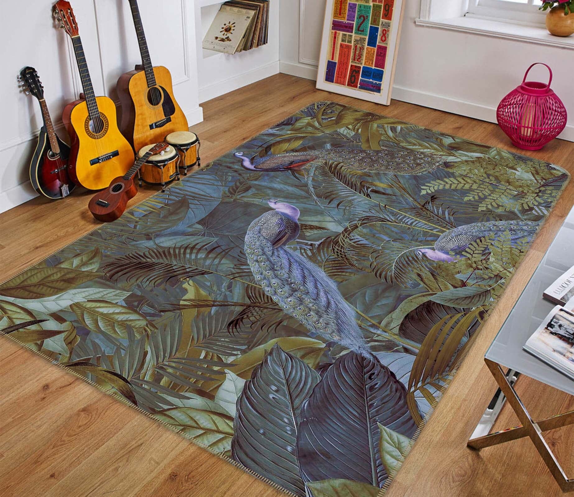 3D Forest Peacock 1011 Andrea haase Rug Non Slip Rug Mat Mat AJ Creativity Home 