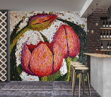 3D Pink Flower Bud 1410 Dena Tollefson Wall Mural Wall Murals Wallpaper AJ Wallpaper 2 
