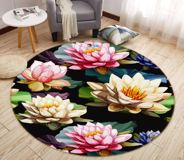 3D Lotus 69217 Round Non Slip Rug Mat
