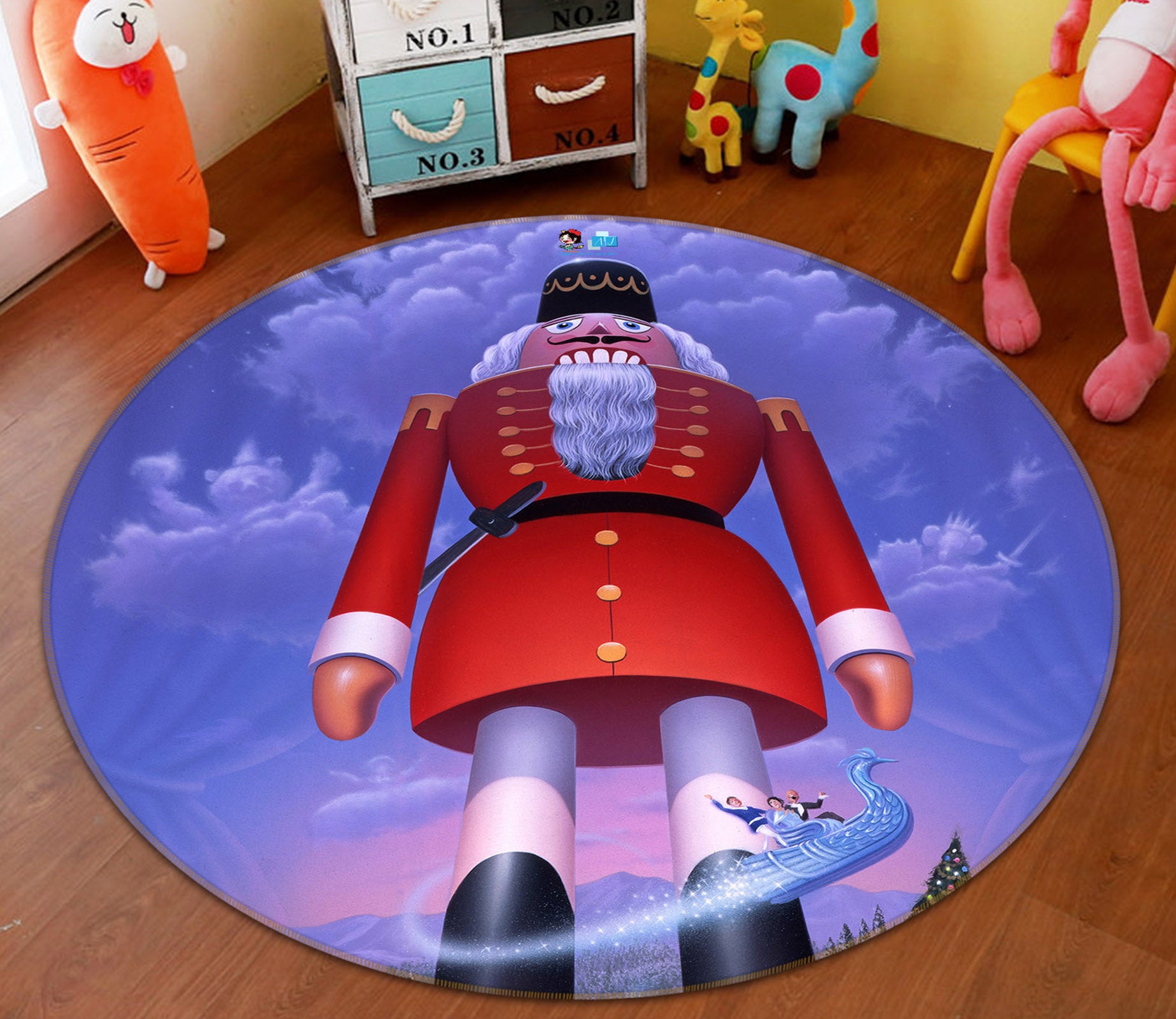 3D Nutcracker 85137 Jerry LoFaro Rug Round Non Slip Rug Mat