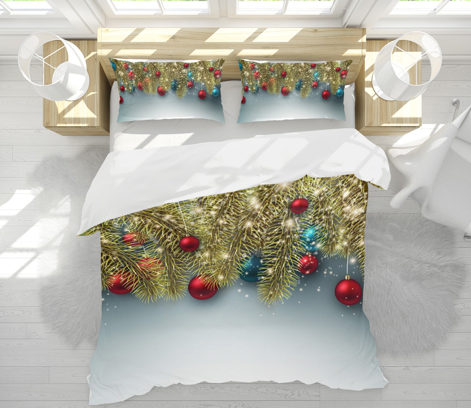 3D Golden Branches 51135 Christmas Quilt Duvet Cover Xmas Bed Pillowcases