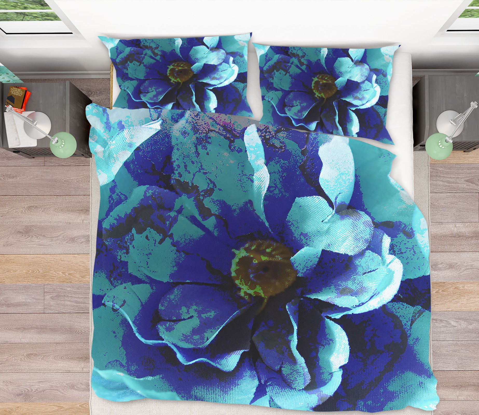 3D Blue Flower 70026 Shandra Smith Bedding Bed Pillowcases Quilt