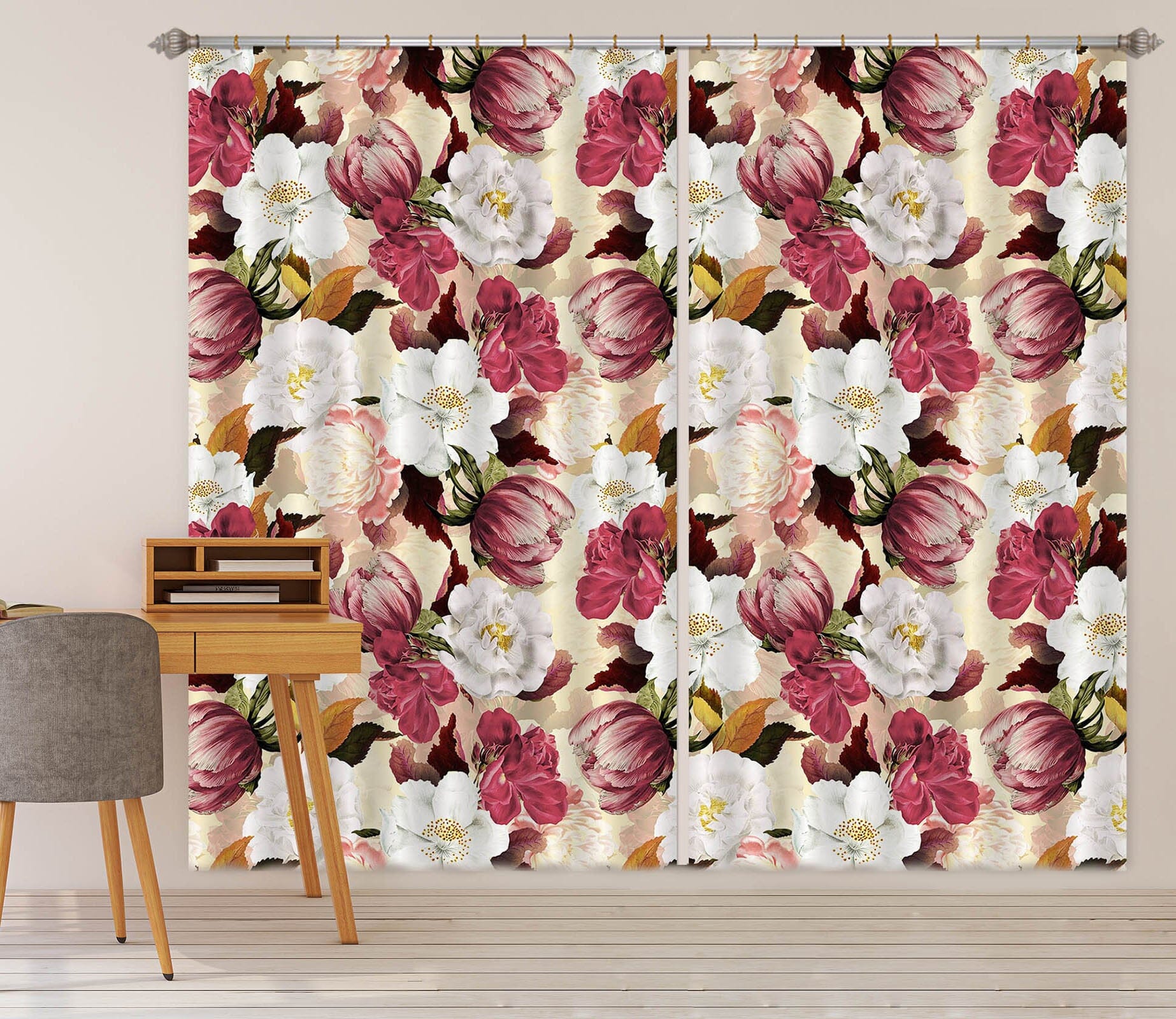 3D Painted Flowers 168 Uta Naumann Curtain Curtains Drapes Curtains AJ Creativity Home 