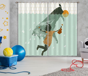 3D Swimming In Water 058 Showdeer Curtain Curtains Drapes Curtains AJ Creativity Home 