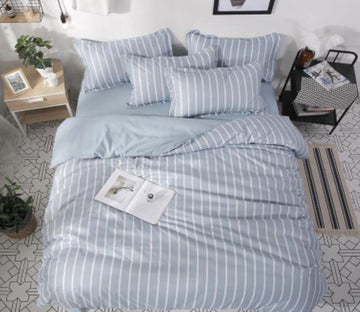 3D Light Gray Vertical Stripes 4050 Bed Pillowcases Quilt