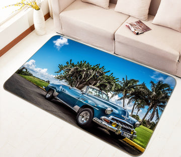 3D Coconut Tree Blue Car 67223 Vehicle Non Slip Rug Mat