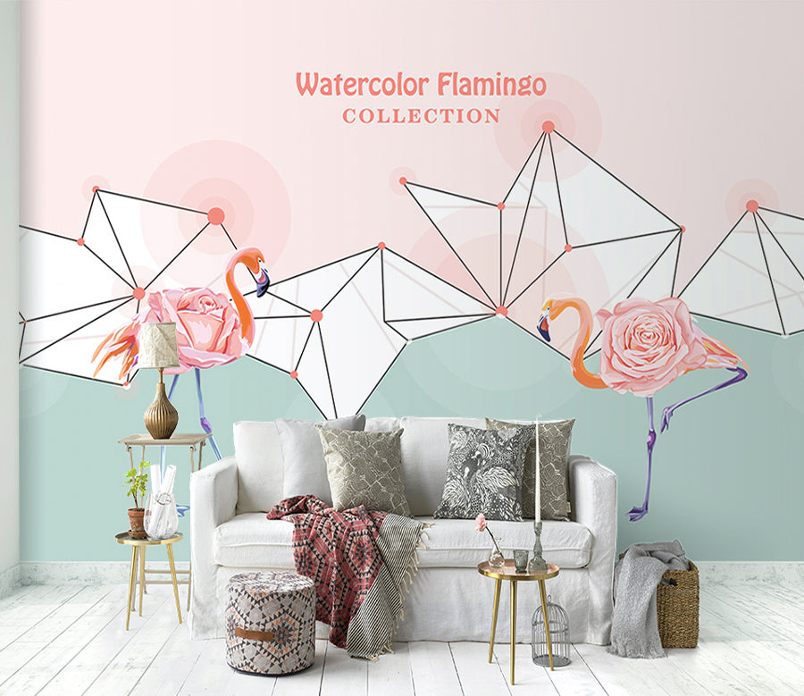 3D Flamingo Rose WG205 Wall Murals