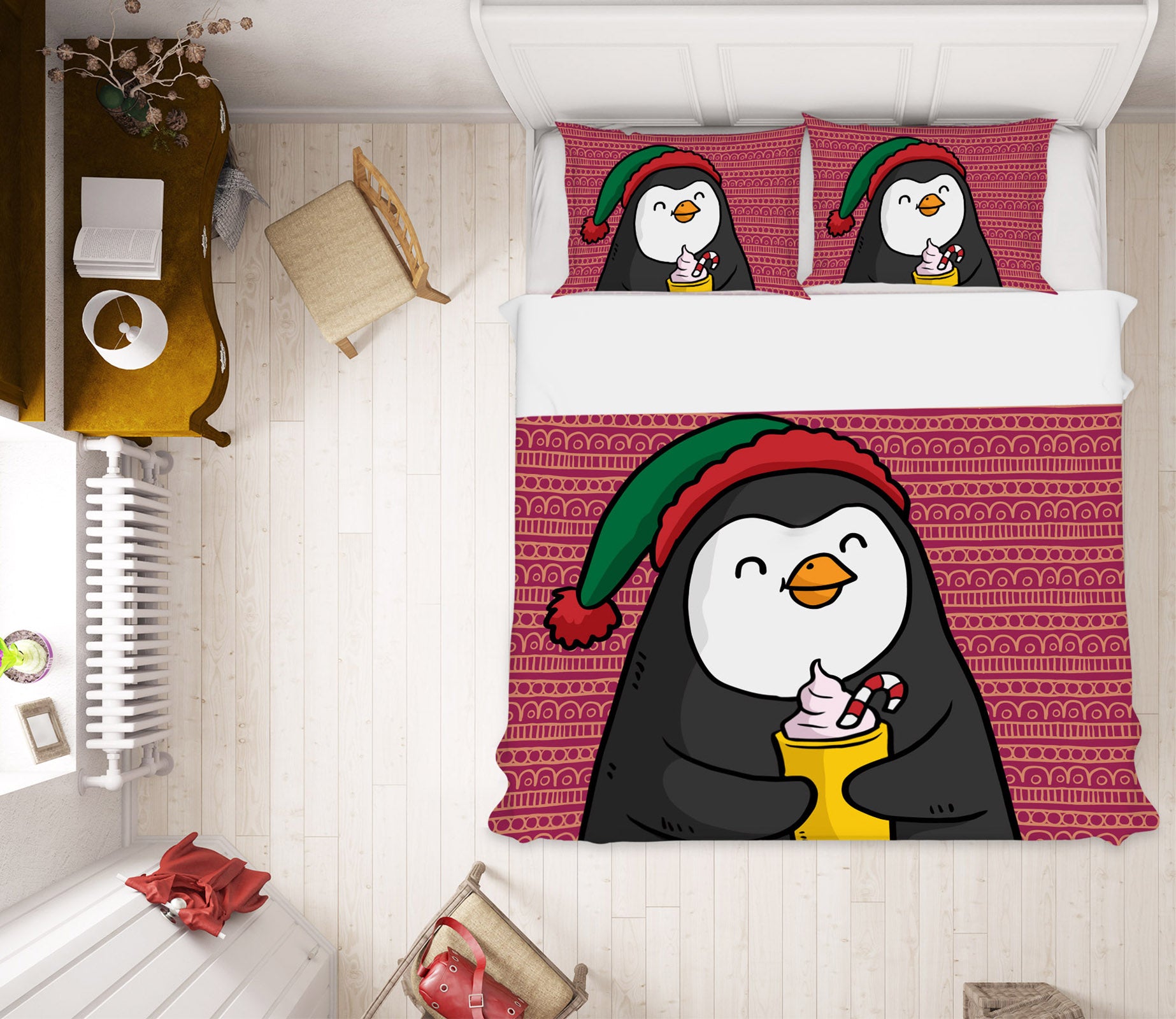 3D Cartoon Penguin 63187 Bed Pillowcases Quilt