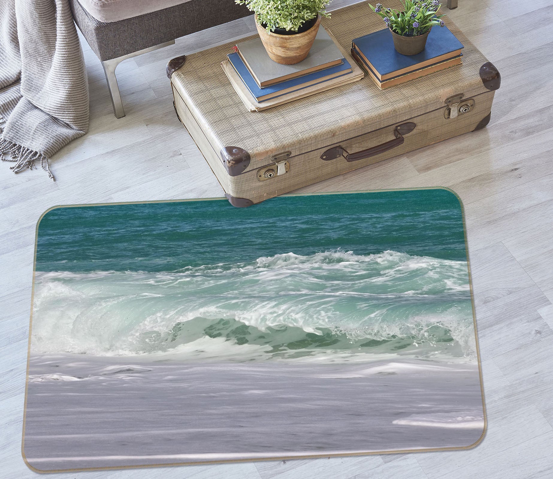 3D Waves Seawater 36028 Non Slip Rug Mat