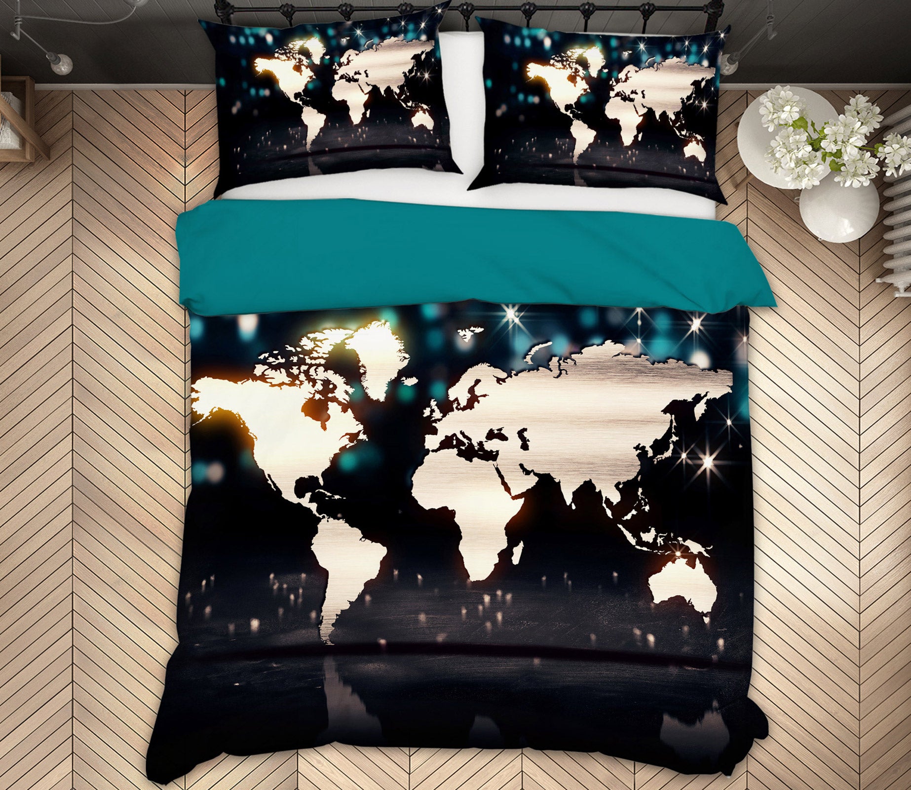 3D Map 13182 Bed Pillowcases Quilt