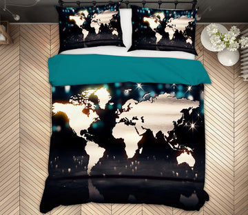 3D Map 13182 Bed Pillowcases Quilt