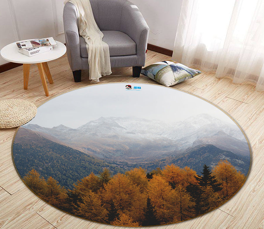 3D Mountain Jungle 64091 Round Non Slip Rug Mat