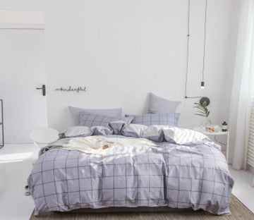 3D Gray Grid 15137 Bed Pillowcases Quilt