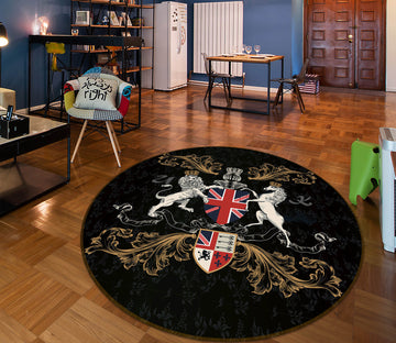 3D Lion Horse 29026 Round Non Slip Rug Mat