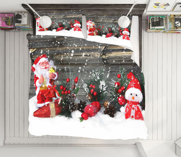 3D Snowman Doll 51125 Christmas Quilt Duvet Cover Xmas Bed Pillowcases