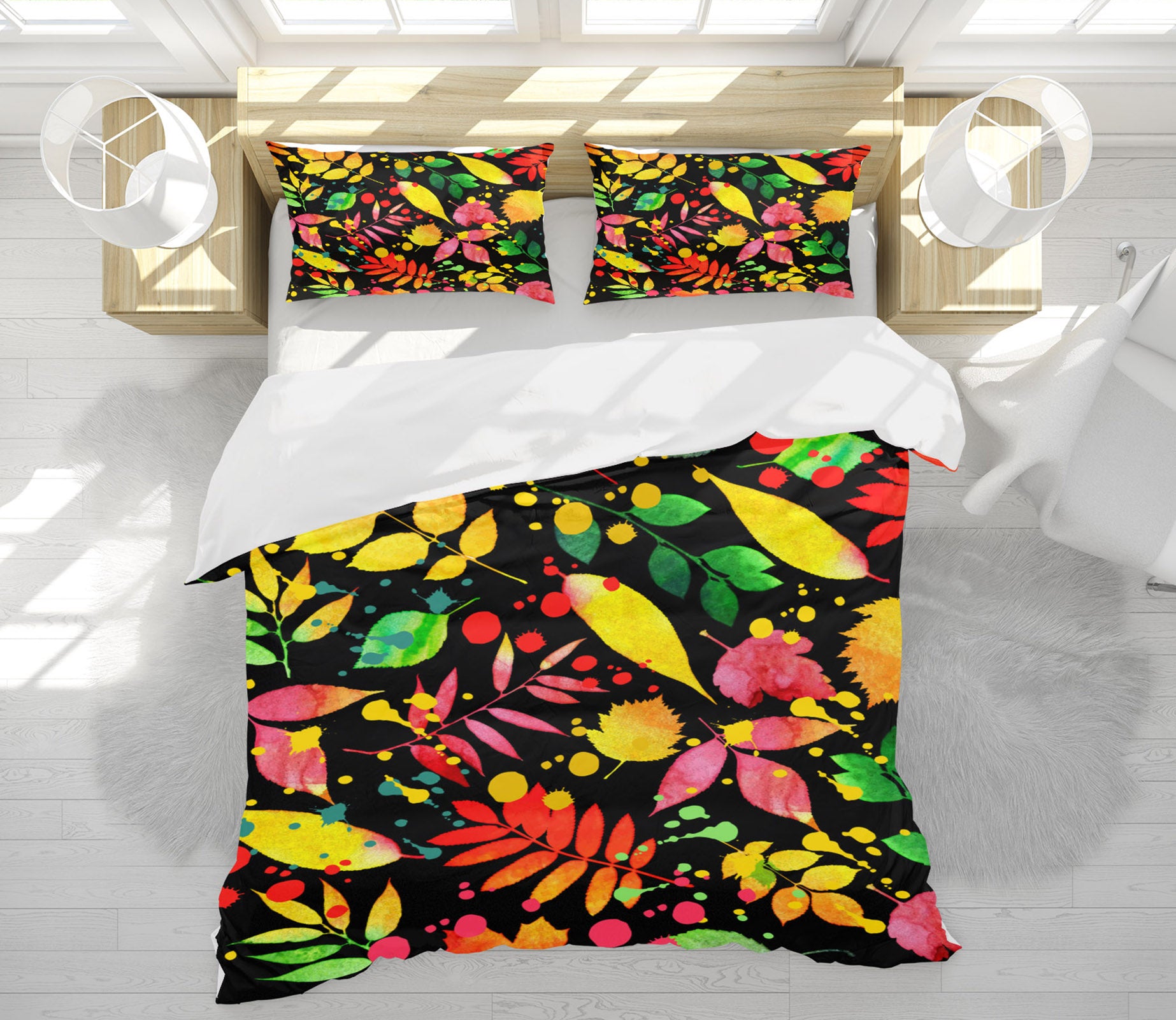 3D Colored Leaves 60161 Bed Pillowcases Quilt