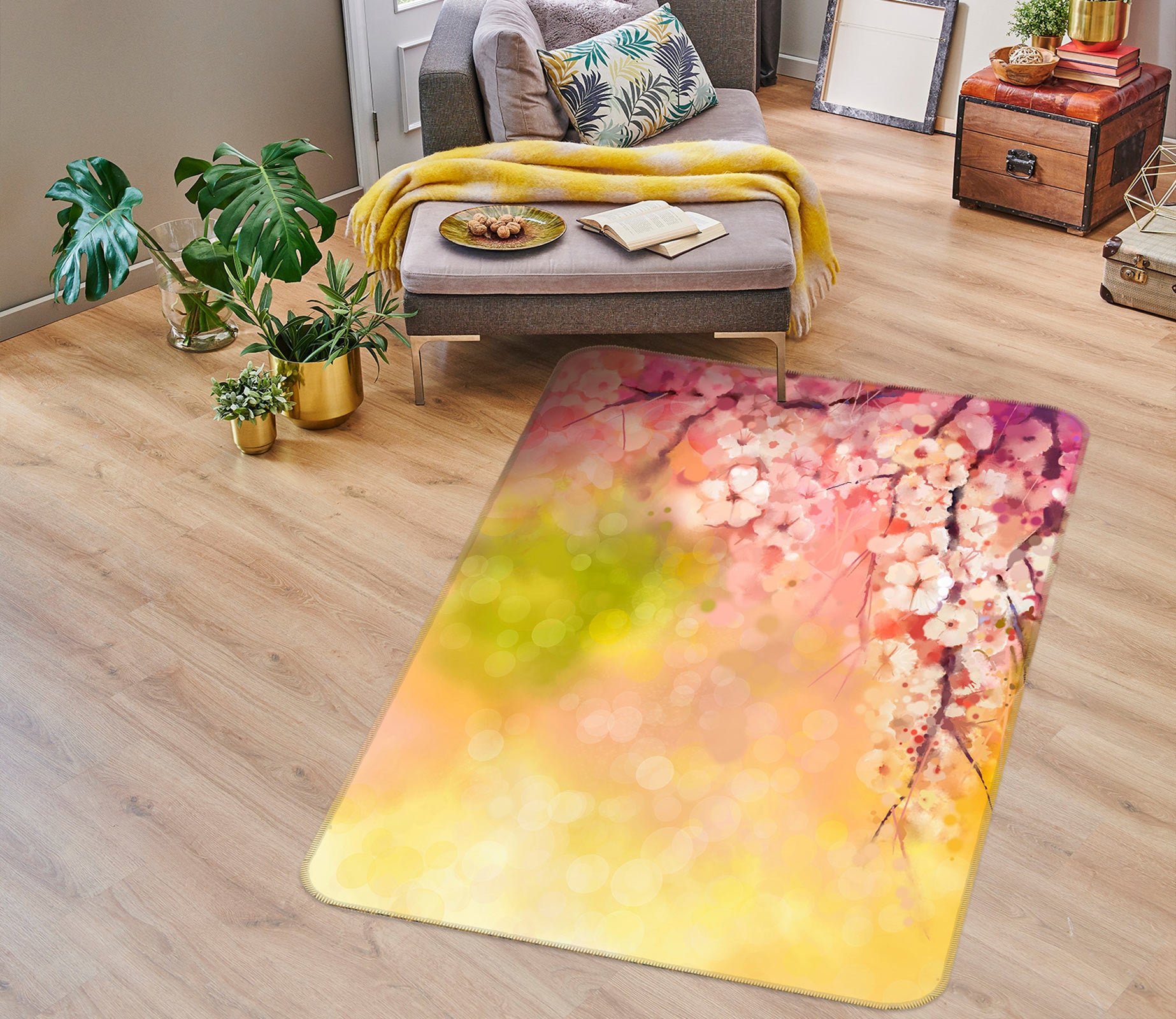 3D Cherry Blossoms 33052 Non Slip Rug Mat