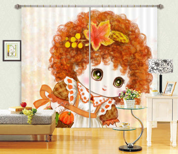 3D Maple Leaf Girl 9026 Kayomi Harai Curtain Curtains Drapes