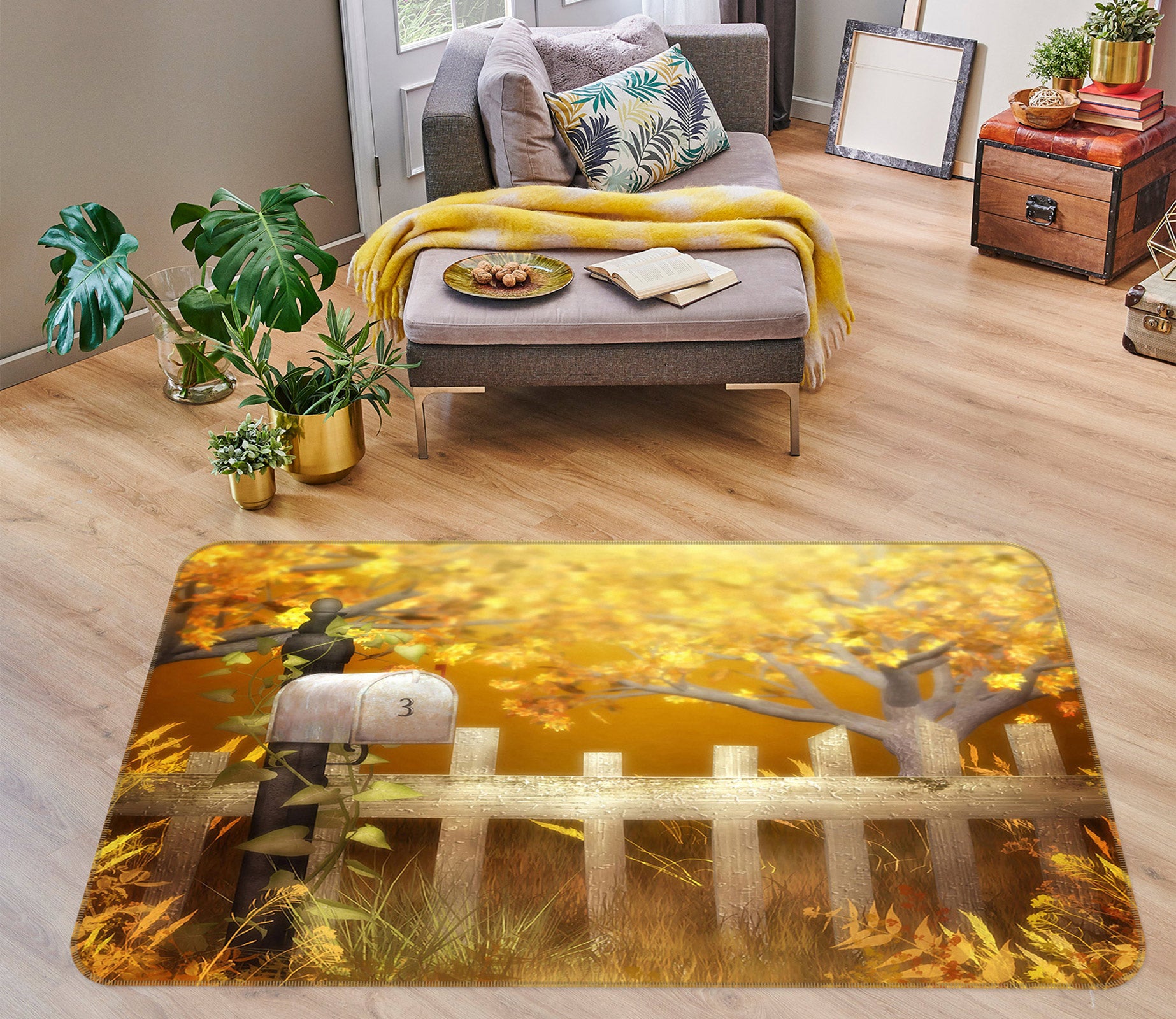 3D White Fence 75183 Non Slip Rug Mat