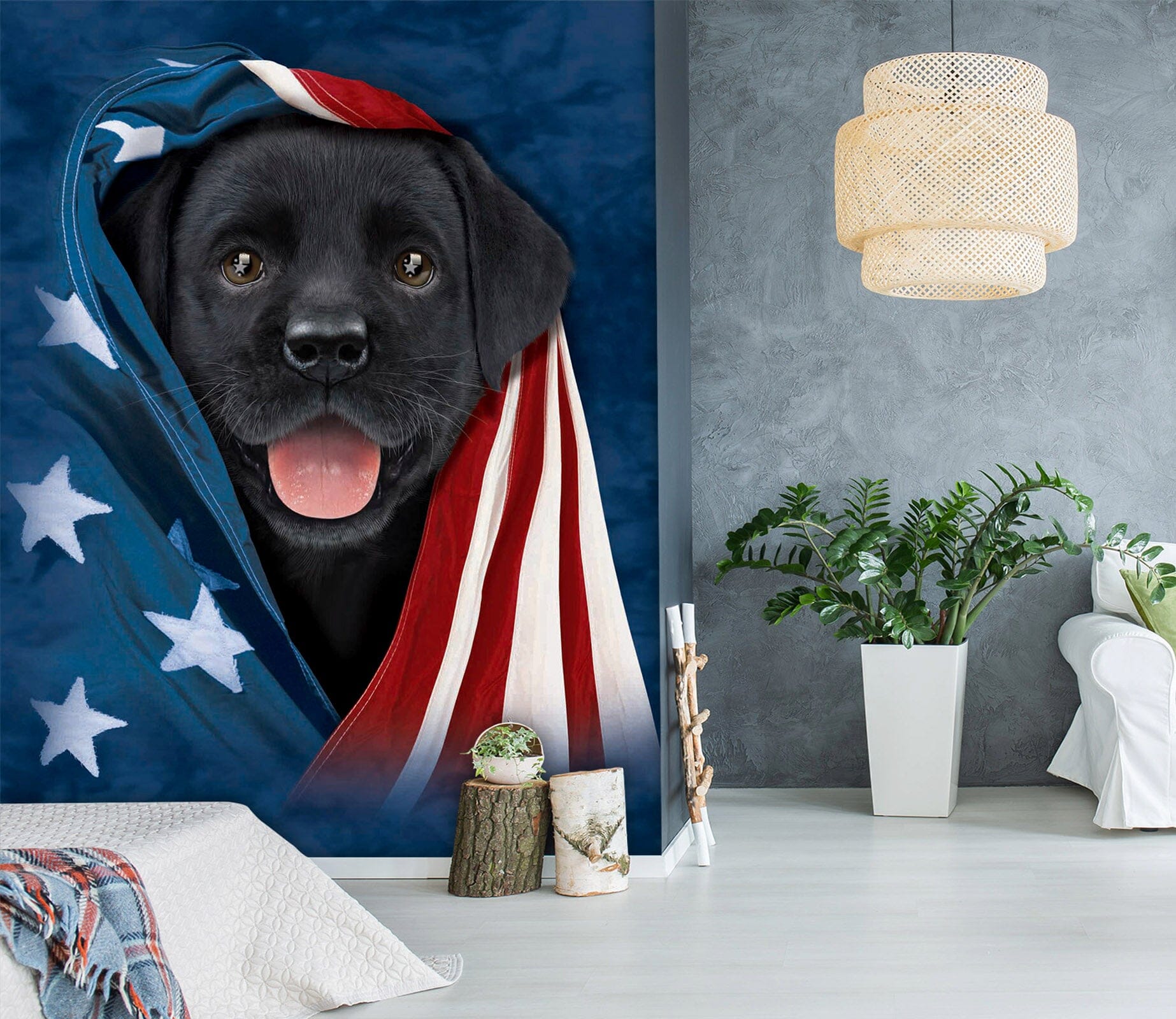 3D Dog Flag 1402 Wall Murals Exclusive Designer Vincent Wallpaper AJ Wallpaper 2 