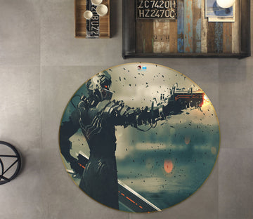 3D Science Fiction 80226 Round Non Slip Rug Mat