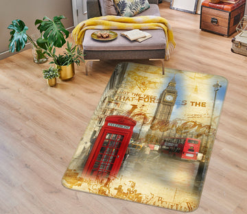 3D Building Telephone Booth 32157 Non Slip Rug Mat