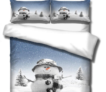 3D Snowfield Snowman 46051 Christmas Quilt Duvet Cover Xmas Bed Pillowcases