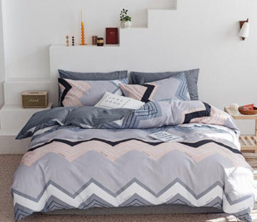 3D Gray Curve Stitching 14061 Bed Pillowcases Quilt
