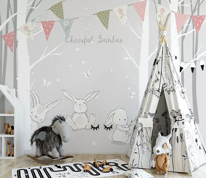 3D Rabbit Forest 1974 Wall Murals Wallpaper AJ Wallpaper 2 