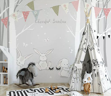 3D Rabbit Forest 1974 Wall Murals Wallpaper AJ Wallpaper 2 