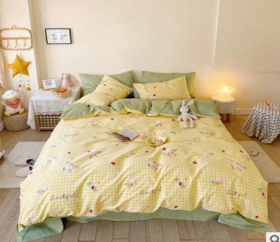 3D Yellow Grid Flower 40178 Bed Pillowcases Quilt