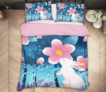3D Flowers Rabbit 12004 Bed Pillowcases Quilt