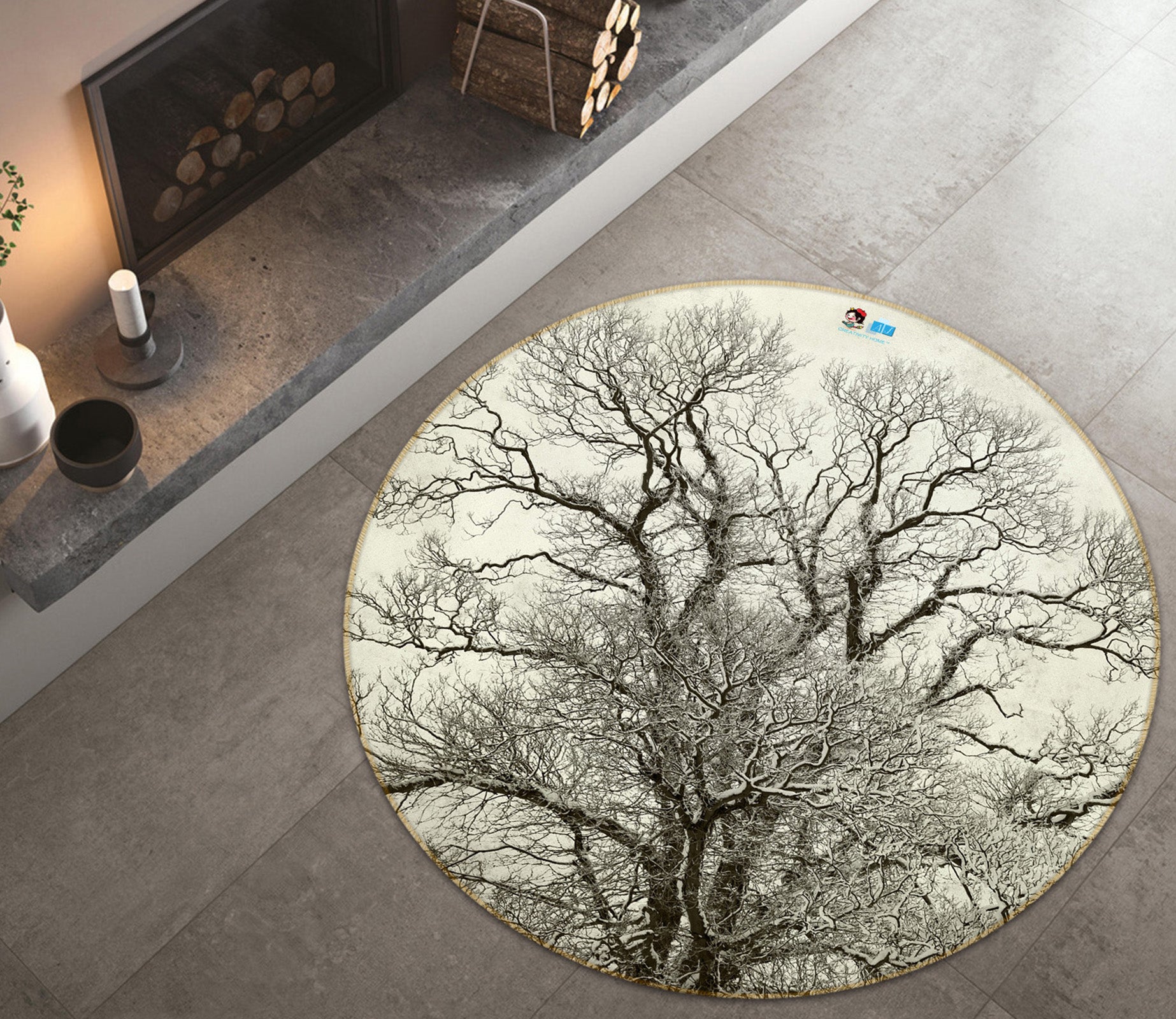 3D Branches 72071 Round Non Slip Rug Mat