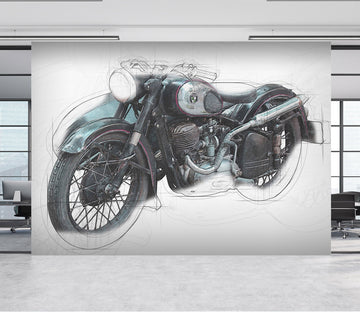 3D Motorcycle Sketch 127 Vehicle Wall Murals