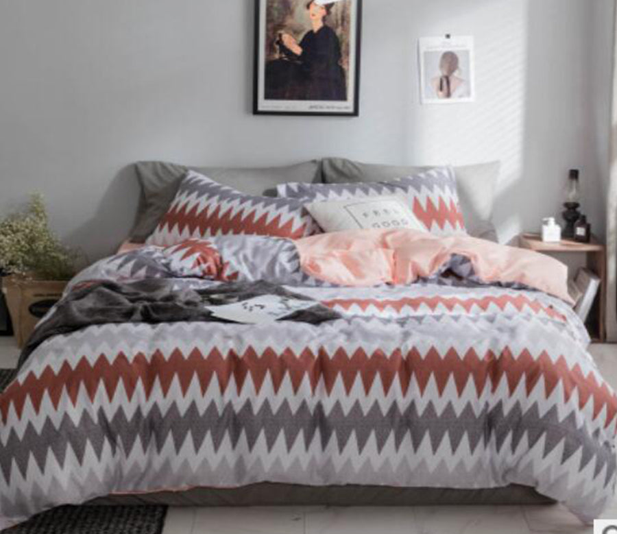 3D Red Gray Wave 15191 Bed Pillowcases Quilt