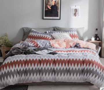 3D Red Gray Wave 15191 Bed Pillowcases Quilt