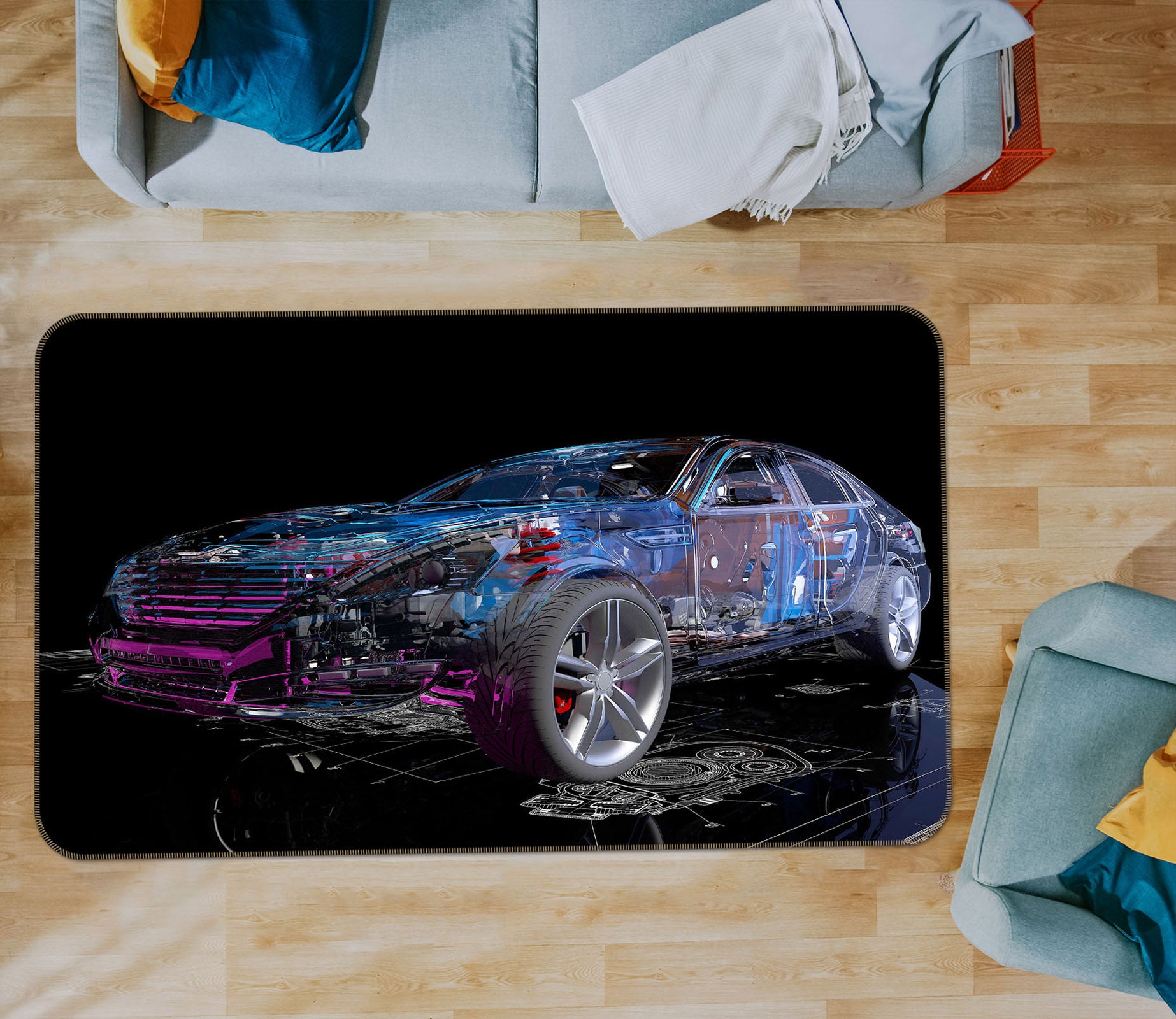 3D Transparent Car 42114 Vehicle Non Slip Rug Mat
