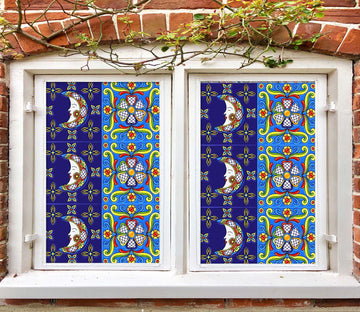 3D Blue Moon Pattern 111 Window Film Print Sticker Cling Stained Glass UV Block