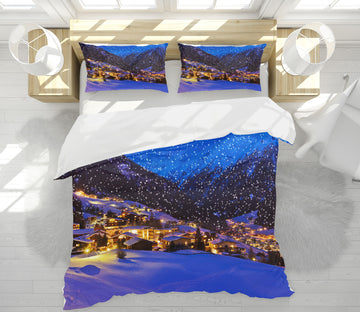 3D Snow Mountain House 51131 Christmas Quilt Duvet Cover Xmas Bed Pillowcases