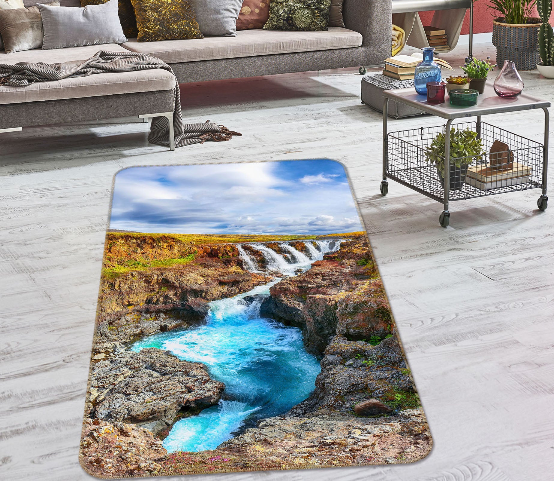 3D Mountains Rivers 26212 Non Slip Rug Mat