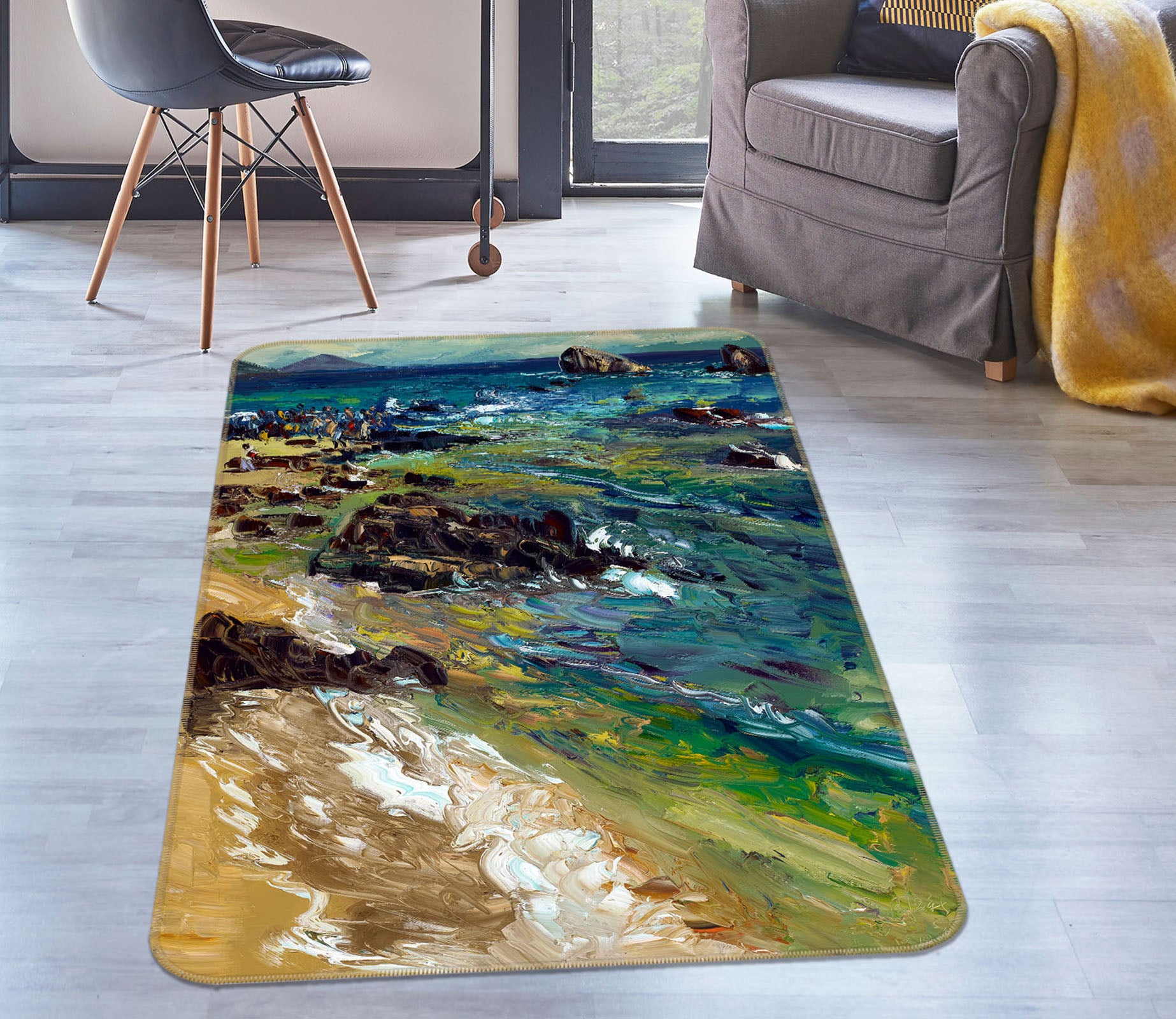 3D Sea Waves 65065 Non Slip Rug Mat